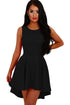 Sexy Black Pleated Hi-low Hem Sleeveless Skater Dress